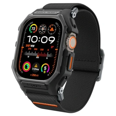 Abbildung von Spigen Lite Fit Pro Hülle mit Armband Kompatibel Apple Watch Ultra 2 (2023) / (2022) 49mm Matt Schwarz