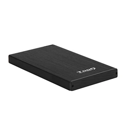 Abbildung von TooQ TQE 2527B Gehäuse für 2,5 Zoll Festplatten (SATA I/II/III bis 9,5 mm Höhe, USB 3.0), Aluminium, LED Anzeige, schwarz, 50 g