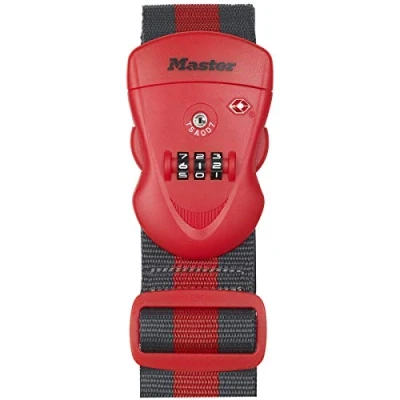 Abbildung von Master Lock 4702EURDRED Gepäckgurt mit individuell einstellbarer Zahlenschloss, Rot, 190 x 6,5 4,8 cm