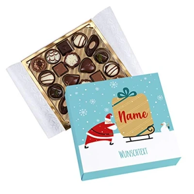 Abbildung von Herz &amp; Heim® Lindt Mini Pralinés zu Weihnachten als Gutschein mit Ihrem Wunschnamen und Text bedruckt
