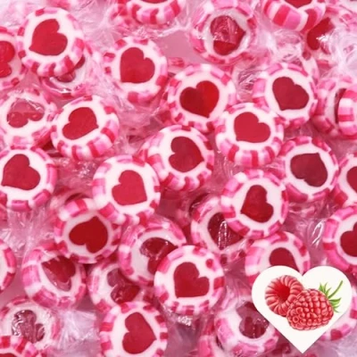 Abbildung von EinsSein 0,5kg Herzbonbons pink rosa weiss 500g handgemachte Rocks Bonbons Gastgeschenke Hochzeit Taufe Valentinstag Muttertag Kommunion auch als essbare Tischdeko Großpackung Süßigkeiten