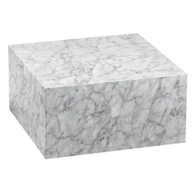 Abbildung von FineBuy Couchtisch MONOBLOC 60x30x60 cm Hochglanz mit Marmor Optik Weiß, Design Wohnzimmertisch Cube Quadratisch, Lounge Beistelltisch Würfel Form