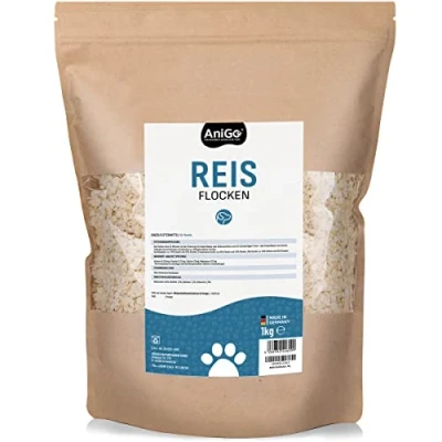 Abbildung von AniGo Reisflocken Hund 1kg, Hunde, Gemüseflocken Hunde glutenfrei, Barf, Barf Zusatz