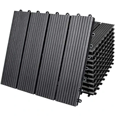 Abbildung von Casaria® WPC Fliesen 30x30 cm 11er Set 1m² Stecksystem Drainage Zuschneidbar Terrasse Balkon Garten klick Klassik Anthrazit