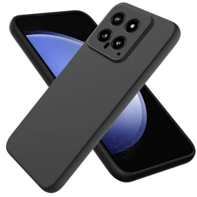 Abbildung von CoverKingz Silikon Handyhülle kompatibel mit Xiaomi 14 Slim Handycase Soft Cover Bumper Gummi Hülle Matt Schwarz