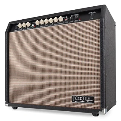Abbildung von Rocktile GA 60 Mark Gitarrenverstärker Watt Gitarrencombo 2 Kanäle (Normal/Drive) 12&quot; Speaker Kopfhöreranschluss und AUX In Band EQ Federhall Effekt Effektweg Schwarz