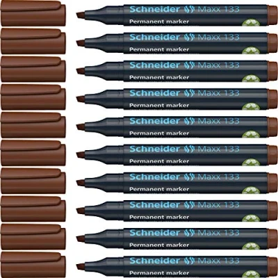 Abbildung von Schneider Maxx 133 Permanent Marker mit Keilspitze (Strichstärke: 1 4 mm, nachfüllbar) 10er Packung braun