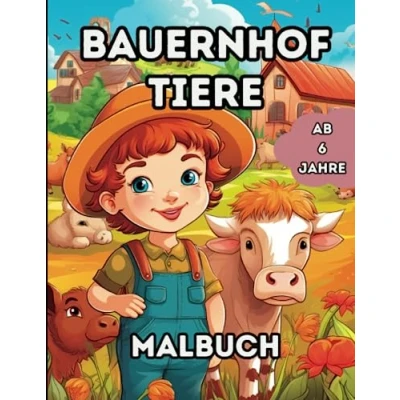 Abbildung von Bauernhof Tiere Malbuch: Malabenteuer auf dem 50 zum Ausmalen für Kinder ab 6 Jahren