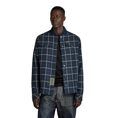Abbildung von G STAR RAW Herren Bomber Collar Overshirt, Mehrfarben (rank blue dash check D20662 D406 G085), M
