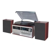 Abbildung von Roadstar HIF 8892 D+BT Stereoanlage (Retro Musikanlage mit Plattenspieler, CD Player, DAB+, Bluetooth, Kassettendeck, USB, SD Kartenleser und Direct Encoding Funktion), 450x370x200 mm