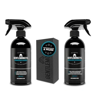 Abbildung von GENTLEMONKEYS Cabrio Reiniger + Imprägnierer Pflege Set Verdeck (500ml) Imprägnierspray &amp; Autopflege Intensive Reinigung Auto Putzset
