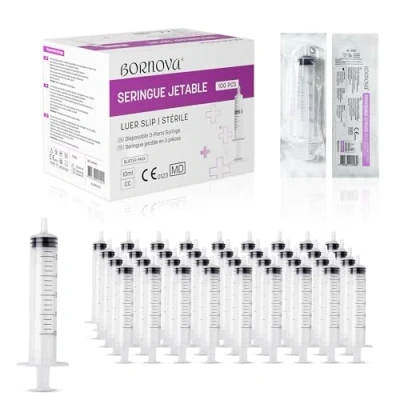 Abbildung von BORNOVA 10 ml /100 Stück Flüssigkeitsspendern aus Kunststoff ohne NDL, geeignet für Laboratorien, Flüssigkeitsmessung, Gartenarbeit industrielle Anwendungen. (10 / 100 Stück)