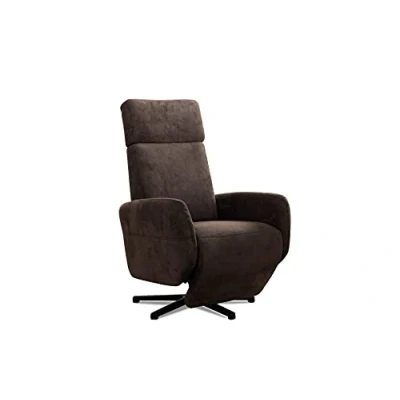 Abbildung von Cavadore TV Sessel Cobra / Fernsehsessel mit Liegefunktion, Relaxfunktion Stufenlos manuell verstellbar Sternfuß, belastbar bis 130 kg 71 x 110 82 Lederoptik, Dunkelbraun