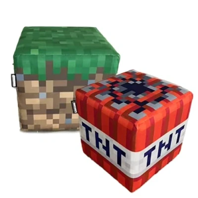 Abbildung von phoenix group AG Minecraft Sitzhocker im 2er Set, gepolstert, Grasblock und TNT Würfel