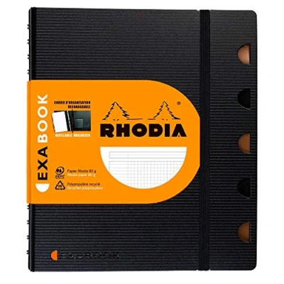 Abbildung von Rhodia 132572C Exabook (DIN A5, 14,8 x 21 cm, ideal für Ihre Notizen, kariert, 80 Blatt) 1 Stück schwarz