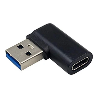 Abbildung von Duttek USB C auf Adapter, A links gewinkelt 90 Grad 3.0 Stecker Buchse Adapter kompatibel mit iPhone 11/Airpods iPad/Samsung Note 10/Google Pixel/Laptops