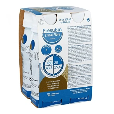 Abbildung von Fresenius Kabi Fresubin 2 kcal fibre Drink Cappuccino Trinkflasche, 4 x 200 ml, 1er Pack (1 2,75 kg)