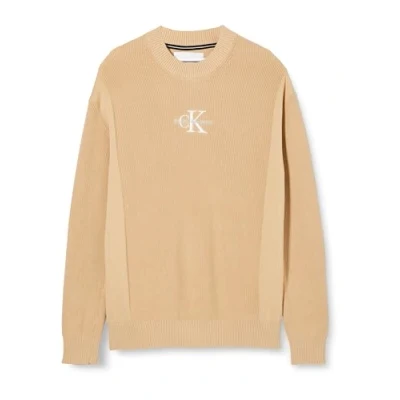 Abbildung von Calvin Klein Jeans Monologo Strickpullover, Herren, Größe: Medium, Warm sand