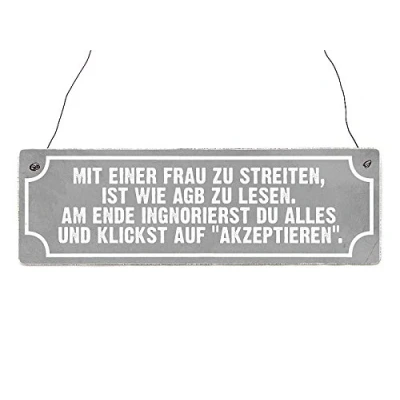 Abbildung von Interluxe Holzschild Dekoschild MIT Einer Frau ZU STREITEN Spruch Lustig Geschenk Shabby