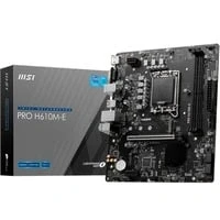 Abbildung von MSI PRO H610M E Motherboard, Micro ATX Unterstützt Intel Core Prozessoren der 12. und 13. Generation, LGA 1700 DDR5 Memory Boost 5600MHz/MAX, PCIe 4.0 x16 Slot, M.2 Gen3 Slot