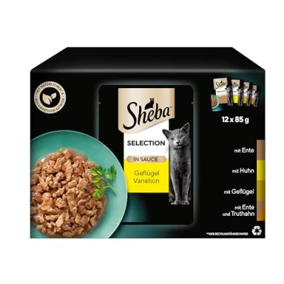 Abbildung von Sheba Selection in Sauce Katzennahrung Katzenfutter 48 Portionsbeuteln Geflügel Variation für ausgewachsene Katzen 4er Pack (4 x 12 Portionsbeutel à 85g)