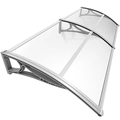 Abbildung von VOUNOT Vordach für Haustür 200 x 80 cm, Überdachung aus Aluminium und Polycarbonat, Transparentes Pultbogenvordach, Pultvordach