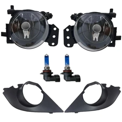 Abbildung von KYYET M Sport Stoßstange Nebelscheinwerfer Lampe mit Glühbirnen Abdeckung Grill Blende kompatibel BMW E60 E61 20032009 Tech