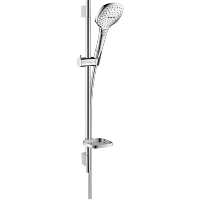 Abbildung von hansgrohe Brausegarnitur &quot;Raindance Select E&quot;, (Komplett Set), 12cm, mit Duschstange 65cm und Seifenschale, chrom