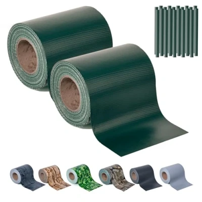 Abbildung von Sichtschutzstreifen Zaun 35 m x 19 cm inkl.20 Clips, Sichtschutz Zaunfolie PVC Doppelstabmatten für Gartenzaun, Balkon/Diverse Farben 2PCS