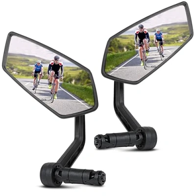 Abbildung von AiQInu Fahrradspiegel, HD Glas Reflektierender Fahrrad Spiegel für Lenker 15 20 mm, 360 drehbarer Fahrradrückspiegel Fahrrad, Mountainbike