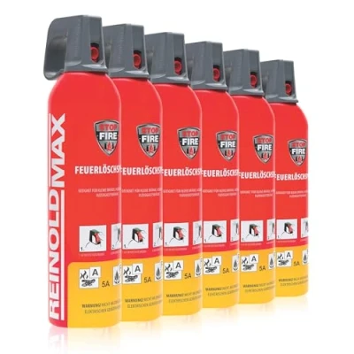 Abbildung von XENOTEC Feuerlöschspray Premium REINOLDMAX ohne Wandhalter, Dauerdruck, Wasser, Löschschaum AFFF 1 %, N2, (6 St) Auto, Wohnung, Wohnmobil, Garten, Grill