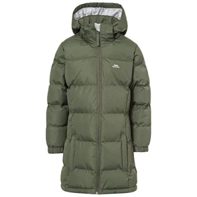 Abbildung von Trespass Tiffy, Moss, 9/10, Warme Gepolsterte Wasserdichte Jacke mit abnehmbarer Kapuze für Kinder / Mädchen, 9 10 Jahre, Grün