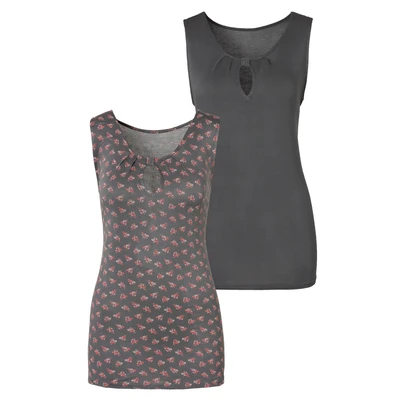 Abbildung von Lascana 2 PACK Top, Damen, Größe: 32/34, Dunkelgrau