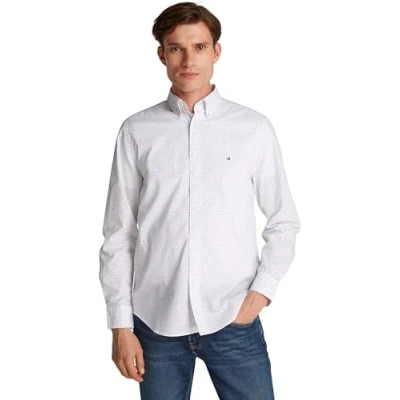 Abbildung von Tommy Hilfiger FLEX Polka DOT Shirt Hemd, Herren, Größe: 3XL, Optic white/navy