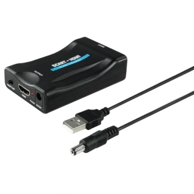 Abbildung von Hama Scart auf HDMI Konverter (Scart Adapter für Fernseher, Wandler von analogen Video und Tonsignalen HDMI, Full HD, 1080 p/720 p) schwarz
