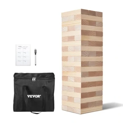 Abbildung von VEVOR Wackelturm Holz Stapelspiel Turm Spiel 60 Blöcke Naturholz