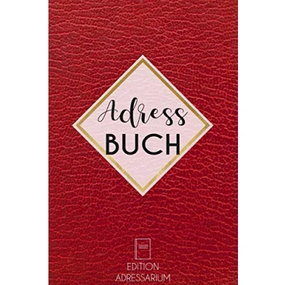Abbildung von Adressbuch Leder rot: Kontaktbuch A5 zum eintragen von Anschriften und Telefonnummern Telefonbuch Register imitative Lederoptik