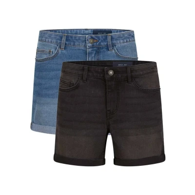 Abbildung von Noisy may Jeans Shorts Damen High Waist BeLucky 2er Pack Kurze Hose Bermuda Hotpants Sommer Basic Denim Stretch Blau Schwarz XXL, Größe:XXL, Farbe:Medium Blue &amp; Dark Grey (27028348)