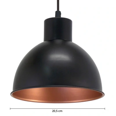 Abbildung von Eglo 49238 Hängeleuchte TRURO 1 Stahl schwarz, kupfer E27 1X40W H:110cm Ø21cm dimmbar
