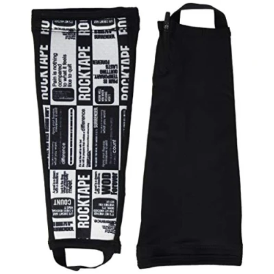 Abbildung von RockTape Shin Guard RockGuard Schienbeinschoner Gym Equipment Fantastisch für Mountainbike &amp; Trail Running, Schwarz/Weiß, L, 2 Stück, L