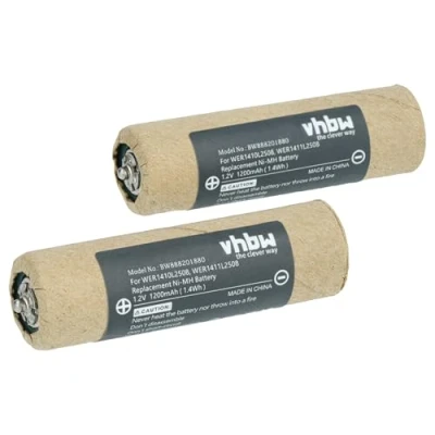 Abbildung von vhbw 2X Akku kompatibel mit Panasonic ER1610, ER1611 Rasierer Haarschneider (1200mAh, 1,2V, NiMH)