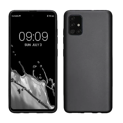 Abbildung von kwmobile Case kompatibel mit Samsung Galaxy A51 Hülle Schutzhülle aus Silikon metallisch schimmernd Handyhülle Metallic Grau