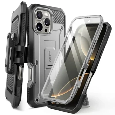 Abbildung von SupCase für iPhone 16 Pro Hülle 6.3 Outdoor Handyhülle 360 Grad Case Bumper Schutzhülle Cover [Unicorn Beetle Pro] mit Displayschutz, Ständer und Gürtelclip 2024 (Grau)