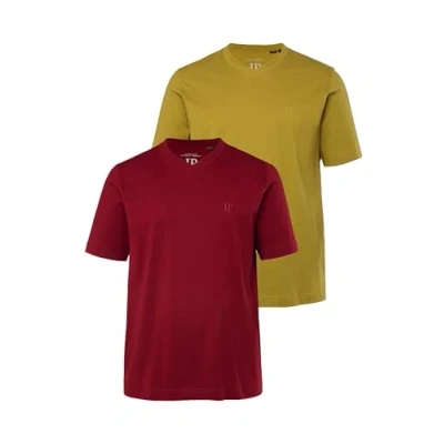 Abbildung von JP 1880 Herren V 2er Pack T Shirts, Bordeauxrot, 4XL