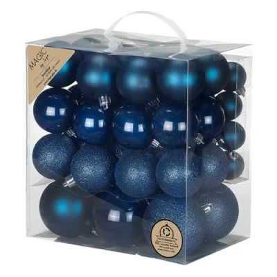 Abbildung von MAGIC by Inge Weihnachtsbaumkugel, Weihnachtskugeln Kunststoff 4 8cm Mix 54er Set Night Blue