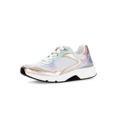 Abbildung von Gabor Damen Low Top Sneaker, Frauen Halbschuhe,schnürschuhe,schnürer,straßenschuhe,Strassenschuhe,Sportschuhe,w/silb/Puder/Multi,38.5 EU / 5.5 UK