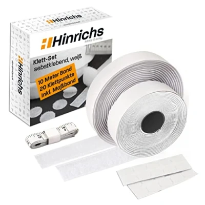 Abbildung von Klettband Set weiß, Hinrichs, Werkstatt, Haushalt, Büro, Selbstklebend 10mm