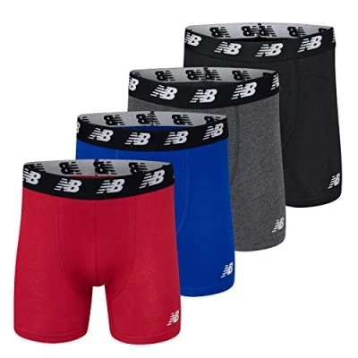 Abbildung von New Balance Herren 5&quot; No Fly Cotton Performance Boxer Briefs (3 Pack Or 4 Pack) Boxershorts, Team Royal/Black/Team Red/Dark Heather Grey, Medium (4er