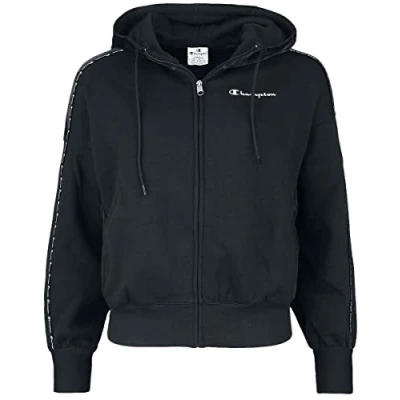 Abbildung von Champion Damen Soft Velour Full Zip Kapuzenpullover, Schwarz, S