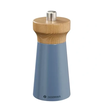 Abbildung von Zassenhaus Pfeffermühle WESTERLAND deep sea lackiertes Buchenholz Mühlenkopf aus mit stufenlos verstellbarem Hochleistungs Keramikmahlwerk Gewürzmühle für Pfeffer 12 cm, Ø 5,4 cm